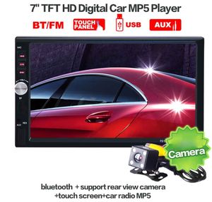 2 Din Car Video Player 7 inch Touch Screen Car Radio Audio Stereo MP5 Player Car DVD Function USB FM Bluetooth + Rear View Camera