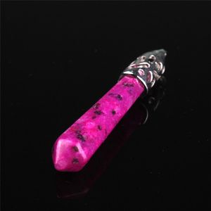 Mens Womens Healing Gems Stone Point Bullet Pendant Necklace Special Color Purple Sugilite Crystal Spike Tip Stone Beads Cabochon Necklace