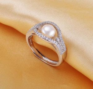 Wholesale pink pearl rings for sale - Group buy Ms mm white pink purple colors natural pearl ring silver JZ160150Z