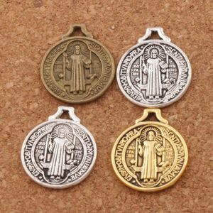 Catholicism Benedict Medal Cross Smqlivb Charm 18.3x21.7mm Antique Silver Catholic Pendants Jewelry Findings L496 120pcs/lot