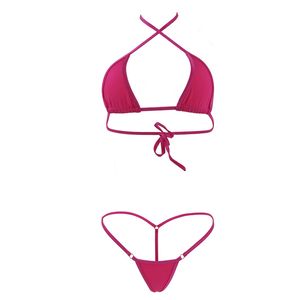 Mini Micro Mulheres Bikini Algodão Extremo Hot Sexy Triângulo Brasileiro Conjunto Swimwear Maiô G String Thong Lingerie Erótica Lingerie