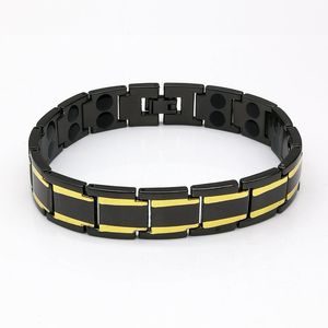 1PCS fashion trend in 14 mm double row with magnetic electric gold black healthy men between titanium steel bracelet