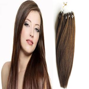 # 6 Mittelbraune Mikroring-Haarverlängerungen 100g 1g / s Mikrokornperlen-Haarverlängerungen 100s Bewerben Natural Micro Link Hair Extensions Human