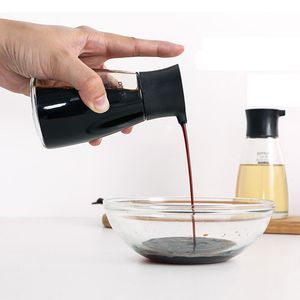 Dispenser di salsa di soia in vetro antigoccia Pentola Utensili da cucina Bottiglia di ampolla per aceto di olio d'oliva a tenuta stagna controllabile con tappo arancione verde bianco nero