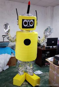 新しいスタイルの黄色いプレックスロボットマスコットコスチューム大人サイズのキャラクター漫画コスチュームパーティーファンシードレス