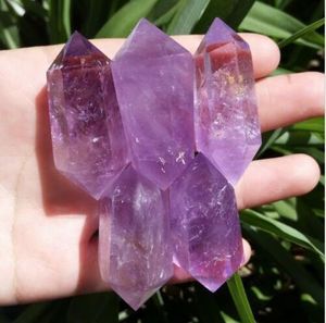 5 pcs purple gemstone point natural amethyst crystal quartz small double pointy wand for gift healing