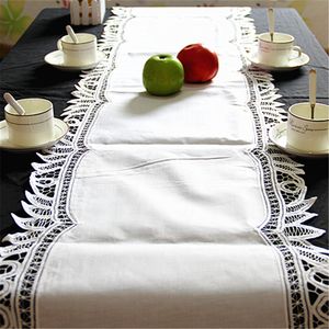 16x70" European Classical Home Decor white crochet lace table runners Dresser Scarf for wedding Banquet Hand Embroidery free fast shipping