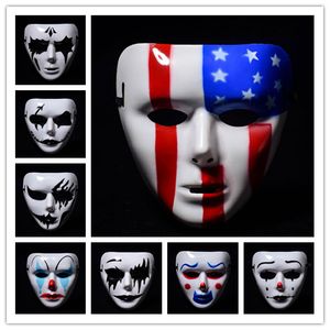 Hip-Hop GHOST DANCE Mask Hand painted White Popping Face Masque Halloween Party Carnivals Adjustable Strap Mask For Man and Women