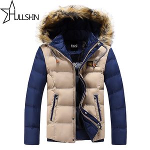 Partihandel-2016 Tjock varm vinterjacka för män Vattentät päls krage Parkas Hooded Furry Collar Coat Hög kvalitet Western Style WQ8867