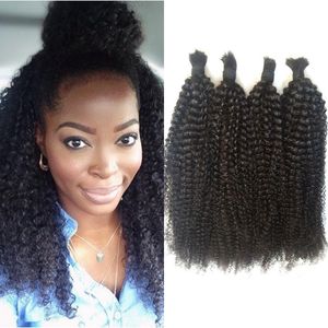 Cabelo humano em massa da Malásia, sem fixação, cabelo afro encaracolado em massa para trança, 4 pacotes FDSHINE