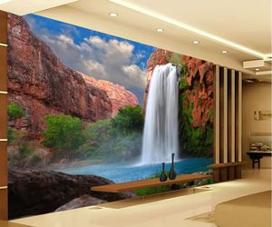 Lyx europeisk modern alpin vattenfall väggmålning 3d tapet 3d väggpapper för tv bakgrund
