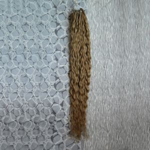 Brasilianisches reines Haar, honigblond, lockig, Mikroperlen-Haarverlängerung, 100 g, Mikroring-Echthaarverlängerung, 1 g/s, 100er-Mikroschleife, 1 g, lockig