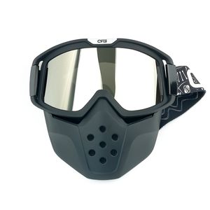 Motorcykelhjälmmasken löstagbara skyddsglasögon och munfilter för modular med öppen ansikte moto vintage hjälmmask MZ-003259E