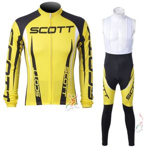 Pro Team Scott Jazda na rowerze Jersey z długim rękawem Rower Maillot Ropa Ciclismo Szybka sucha koszulka rowerowa + piąty spodnie zestaw odzież wyścigowa Y21032502