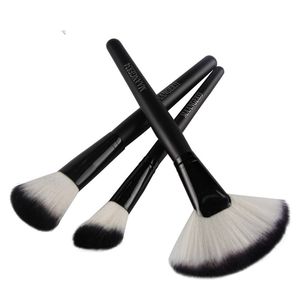 Große fächerförmige Make-up-Pinsel, 3-teilig, Rouge, Puder, Foundation, Holzgriff, rund, Kosmetik-Make-up-Pinsel-Set