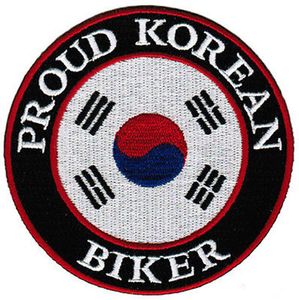 Вышивка стежки гордый корейский байкер MC патч можно шить на куртку обратно и белый мешок или другой Т-дерьмо