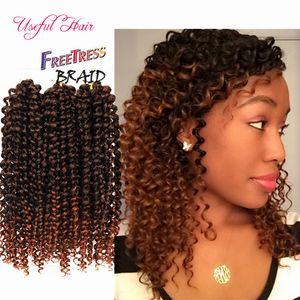 ombre intrecciare i capelli WHOELSALE ESTENSIONI DEI CAPELLI SINTETICI onda profonda 3 pz/pacco Bouncy Curl 10 pollici crochet trecce capelli 3X bohémien