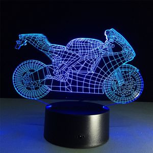 クリエイティブプル風オートバイ3D光学イリュアタッチボトン7色変更LEDナイトライトデスクランプ15キーリモコン