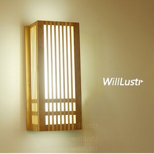 LED Bamboo Wall Sconce Wood Lamp日本スタイル照明リビングルームレストランバーカフェホテル寝室ホール和平ロビーナチュラル竹ライト