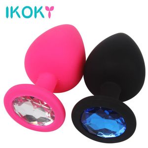 IKOKY Rhinestone Butt Plug Prostate Massager Erotic Hot Sex Toys for Men Woman Adult Products Anal Plug Silicone Anal Tube S M L q170718