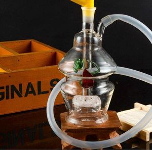 Glas Hut Mute Glass Hookah, Skicka pottillbehör, glasbongar, glasvattenrör, rökning, slumpmässig leverans av färgstil