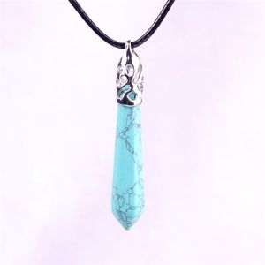 Princess Women Green Turquoise Naszyjnik Sześciokątny stos powodzenia Kamień Kryształ Wisiorek Chakra Cut Gemstone Biżuteria Naszyjnik, Healing Power