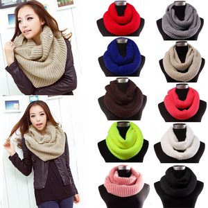 Helisopus Warm Scarves Two Circle Knitted Cowl Neck Long Shawls Hijab Men Women Winter Scarf Knitting Wool Collar Neck Warmer TO258