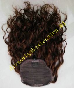 Bellezza naturale capelli ondulati puff remy Capelli umani Coda di cavallo Estensioni Capelli Vergini brasiliani Coda di cavallo parrucchino con coulisse marrone # 4