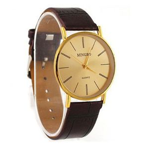 Роскошные золотые нежные мужские часы с кожаным ремешком, кварцевые наручные часы