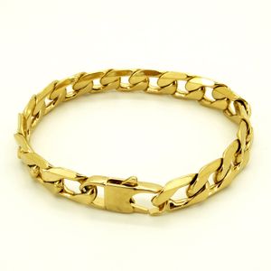 100% Stainless Steel Bracelet Men Retro Jewelry 18K Gold Chain T and CO Curb Cuban 6 8 12 mm Width 8" Inches Waterproof