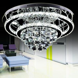 Moderner, luxuriöser, großzügiger Stil, brillante, große, runde Deckenleuchte aus k9-Kristall-Edelstahl mit LED-Kronleuchtern, Dia60cm, Dia80cm LLFA