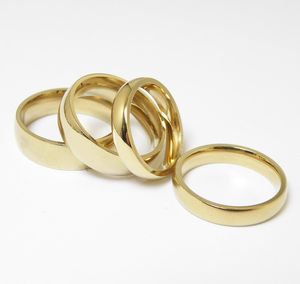 5.5mm Stainless Steel Love Gold Plated Band Rings For Women Men Lovers Jewelry Party Club Decor