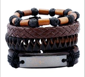 2017 NUOVO bracciale intrecciato con perline Shi Mu vulcaniche retrò con bracciale da uomo multistrato