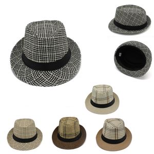 Brytyjski styl Mężczyźni Kobiety Czapki Jazz Czapki Kapelusze Fedory Kapelusze Dla Panie Dżentelmeni Outdoor Beach Słoma Sunhat Performance Cap Unisex