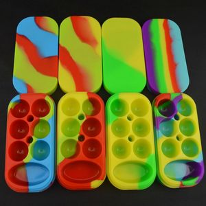 top popular 1pc Silicone 6in1 Nonstick Wax Jars Dab Container Case Box For Vaporizer E Cigs Soild Food Grade Silicon Containers 2023