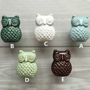 Medelhavet Sea Style Handle Creative Relief Totem Ceramic Furniture Handtag Cartoon Owl Drawer Cabinet Knob Pull Retro Children