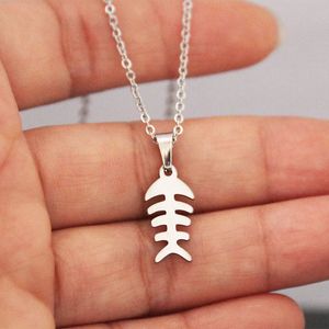 Neue Ankunft CuteTiny Fisch Knochen Edelstahl Halskette Wishbones Anhänger Halsketten Frauen Damen Mode Gesegnet Schmuck Zubehör SN157