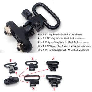 Stili 5 Nero 1'' / 1.25'' QD Sling Quick Detach Swivel + M-lok Rail Set di attacchi per supporto per guida paramano M-lok