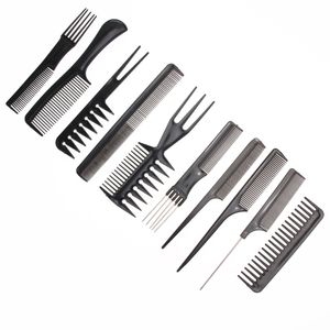 10pcs salão de cabelos de penteado de cabelo barbeiros conjuntos de pentes plásticos