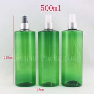 500ml x 15 Tom parfymdimma Spray plastflaskor Silver Sprayer Pump Kosmetisk Förpackningsbehållare Toalett Vatten Förpackad Pot