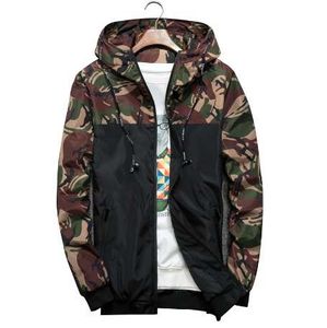 Homens Bomber Jacket Fino Fino Slim Manga Longa Camuflagem Casacos Militares Com capuz Windbreaker Zipper Outwear Army Brand Roupas