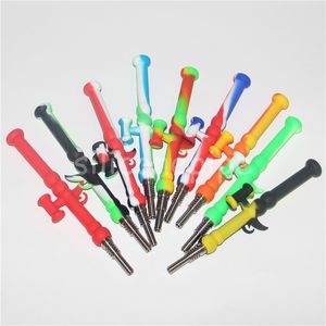 Silicone Nectar Wax Vaporizer Vape Pen Hookahs Concentrate smoke Pipe with GR2 Titanium Tip Dab Straw Oil Rigs