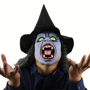 Halloween Dark Night Witch Mask Horror Latex Witch Mask for Haunted House Halloween Cosplay Party Night Club