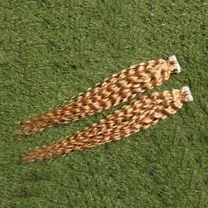 Tape in human hair extensions 40pcs/set Curly Tape In Extension Non-Remy Hair Double Sided Tape Hair