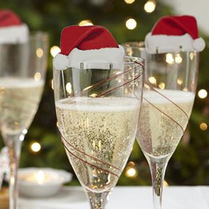 Decorazione natalizia Bicchiere di vino Carte di carta Capodanno Carta di vino rosso Carta di Natale Cappello Tazza Carta Decorazione del bicchiere di vino