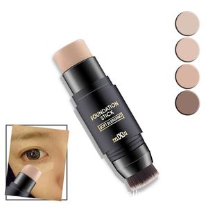 MiXiu Double Skin Fit Foundation Stick con pennello Soft Blending Moisturizing Concealer Duo Covering Face Makeup