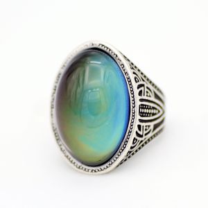 Fashion Design Focus on Mood Ring Emotion Feeling Vintage Silver Plated Color Change Rings MJ-RS058