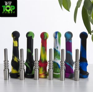 Tubo NC in silicone con punta in acciaio inossidabile da 14,5 mm Olio di cannuccia Mini Bird Dab per uso alimentare