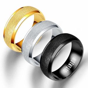 Einfache Blank Matt Polnischen Edelstahl Ring Gold Schwarz Titan Band Ringe für Männer Frauen Mode Schmuck Drop Shipping