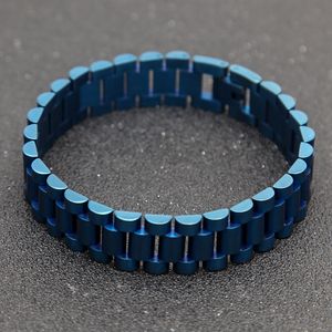 Bracciale stile hip hop da uomo in acciaio inossidabile nero blu oro argento braccialetto a catena collegamento gioielli punk di moda